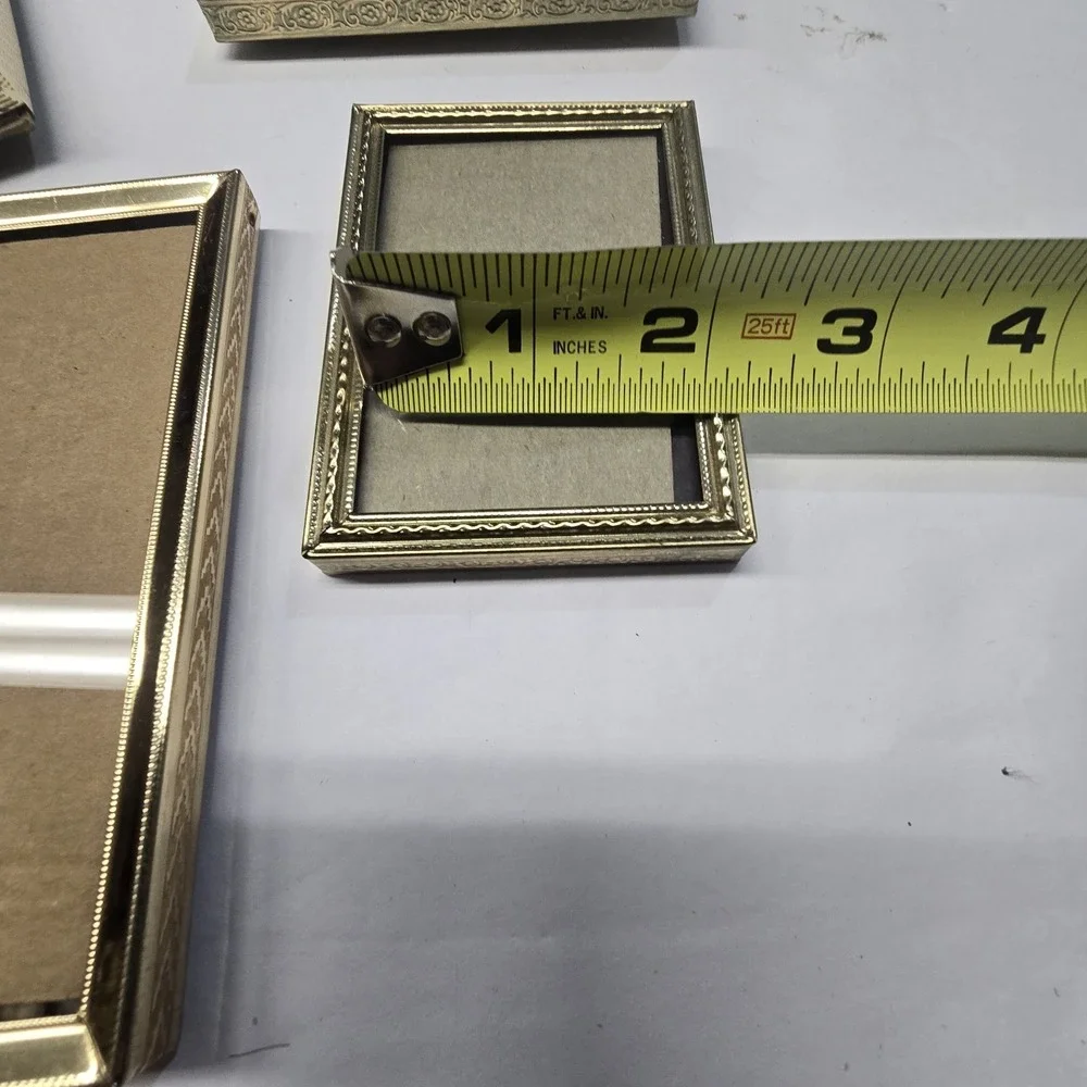 Vintage Set Of 4 Ornate Gold Metal Picture Photo Frames Easel Back Various Sizes